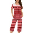 thumbnail image 1 of Rbaofujie Pyjama d'Été pour Femmes Femmes Décontracté Col Rond Manches Courtes Blouse Pantalon Mode Ensemble de Pyjama Pyjama Mignon, 1 of 5