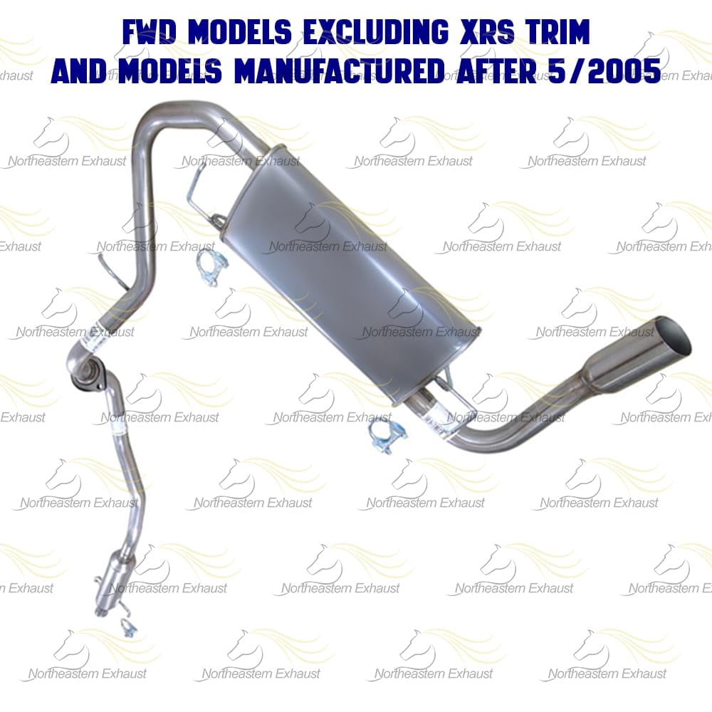 Northeastern Exhaust Resonator, Extension Pipe, Muffler & Tail Pipe Fits 2005-2008 Toyota Matrix 1.8L (FWD models, excluding XRS trim & pre-05/2005) - Direct Fit | Stainless Steel System Kit