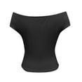 thumbnail image 5 of AherBiu Cute Tops for Women off Shoulder Low Cut Cropped Slim Fitted Stretch Going out Tops Shirts, 5 of 7