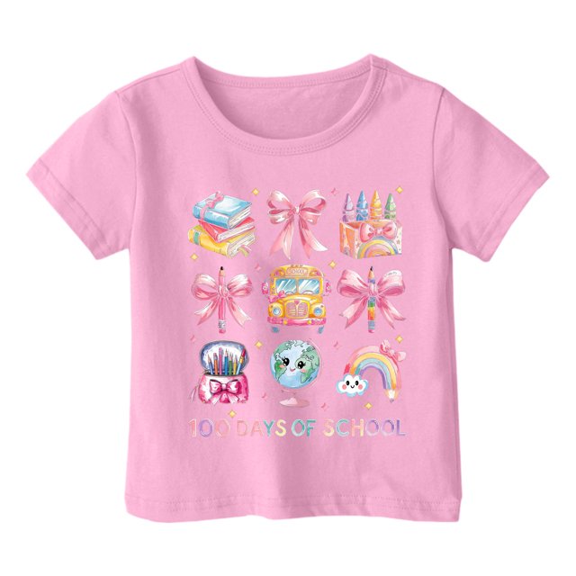 TZEWGL Chemise Mignonne pour Enfant Mode Imprimé Col Rond Manches Courtes Vêtements pour Filles Garçons Taille 3-4T