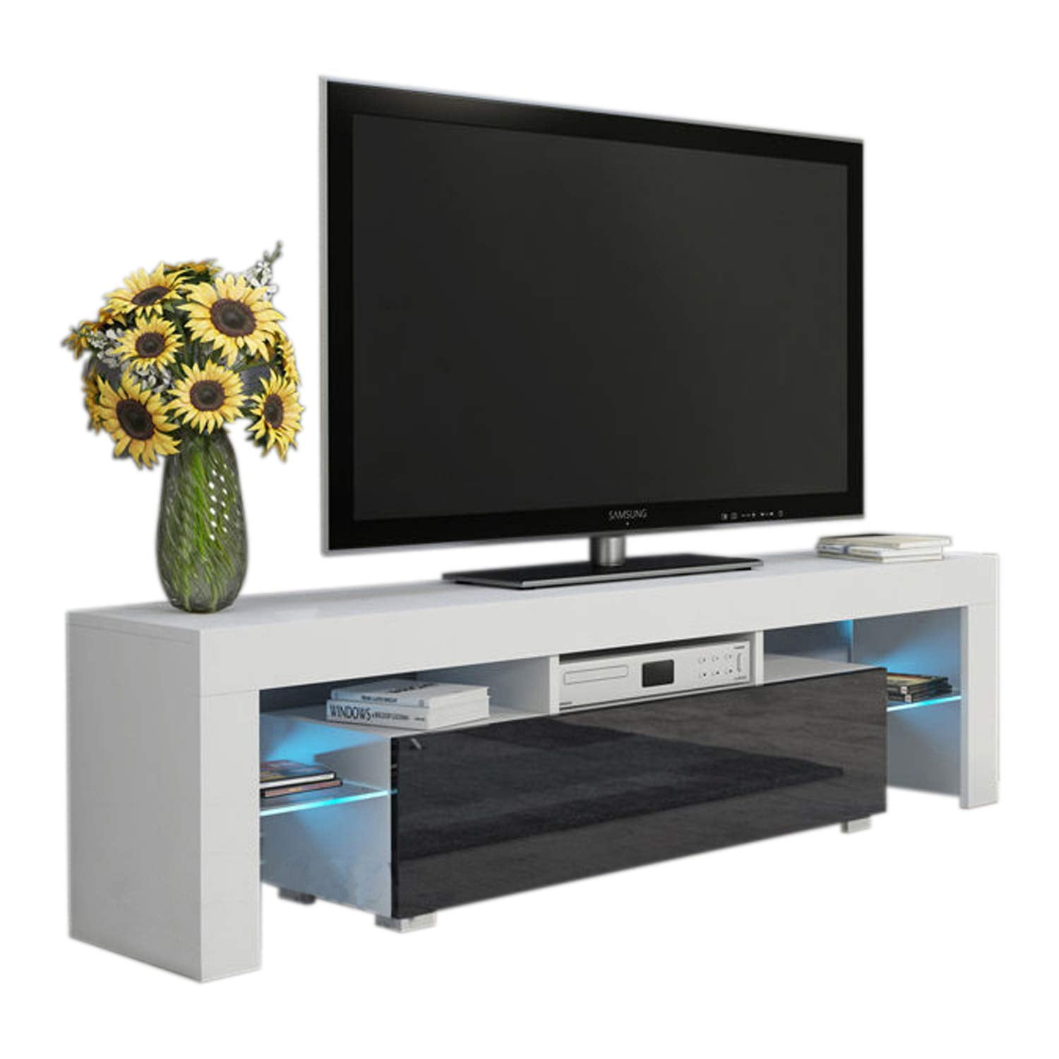 Milano 160 Modern 63 Tv Stand Matte High Gloss Fronts With 16 Milano 160 Modern 63 Tv Stand Matte High Gloss Fronts With 16 Color Leds White Black Com