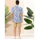 thumbnail image 5 of Camisas de playa de verano para hombres Cierre de botones Camisa casual con patrón estampado de ajuste clásico Azul L Unique Bargains Camisa, 5 of 6