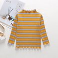 thumbnail image 3 of Odeerbi Kids Girls Long Sleeve Cotton Shirt Fall Winter Base Layer Striped Undershirt Fashion Casual Streak Printing Tops Orange, 3 of 3