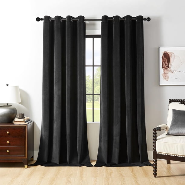 Cortinas Joydeco de terciopelo negro, 213 x 213 cm, opacas, 2 paneles