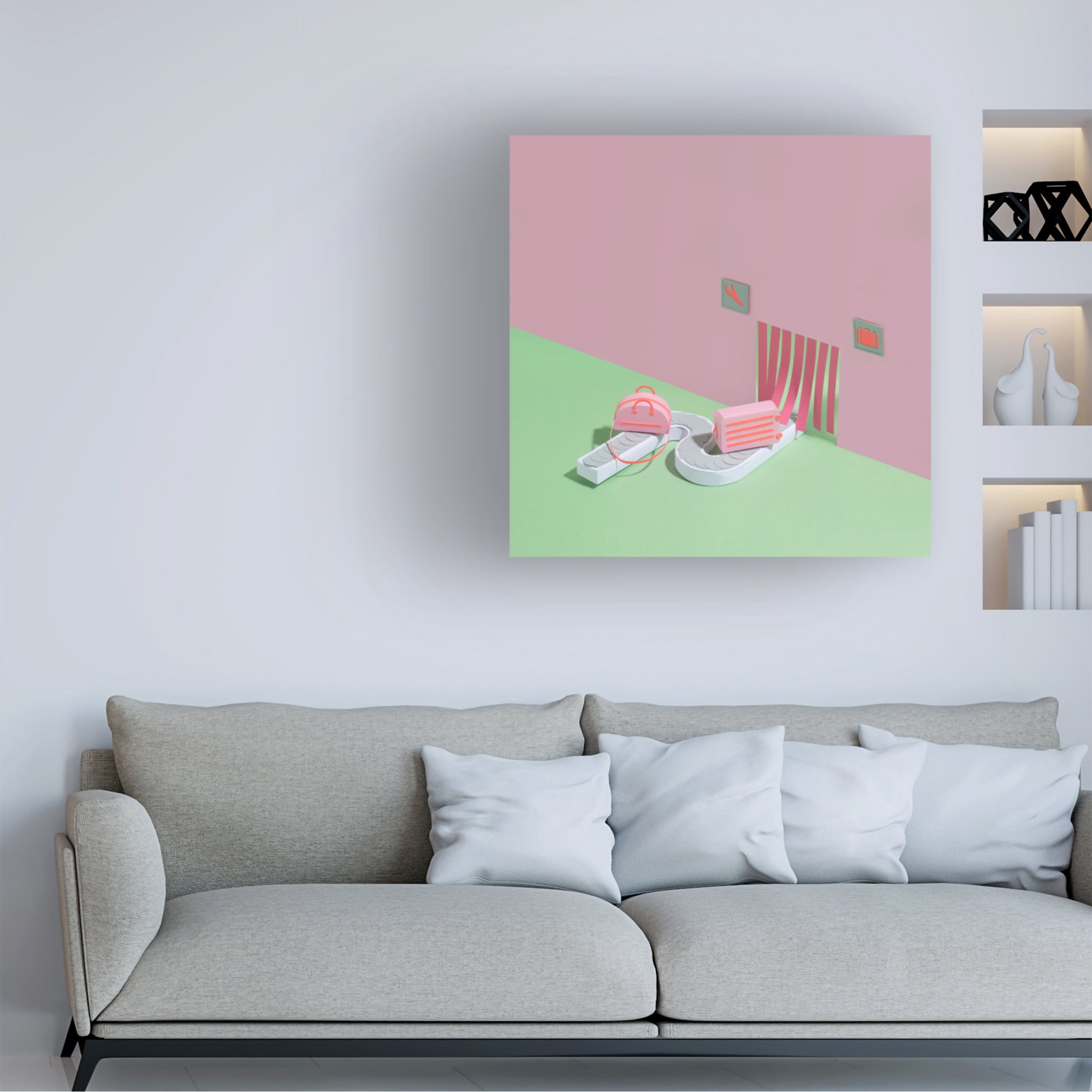 Canvas Wall Art - Julia Ramiro 'Paper Luggage' Wall Art for Living Room, Bedroom, or Office Décor by Trademark Fine Art - 14 x 14 Inches