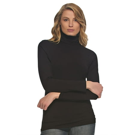 

Felina | Long Sleeve Cotton Modal Turtleneck | Base Layer (Black Small)