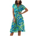 thumbnail image 1 of Pompotops Robes d'Été Décontractées à Manches Courtes et Col en V pour Femmes, 1 of 9