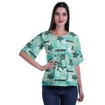 thumbnail image 2 of Moomaya Printed Round Neck Top For Women Elbow Sleeve Blouse Tunic Formal Wear, 2 of 5
