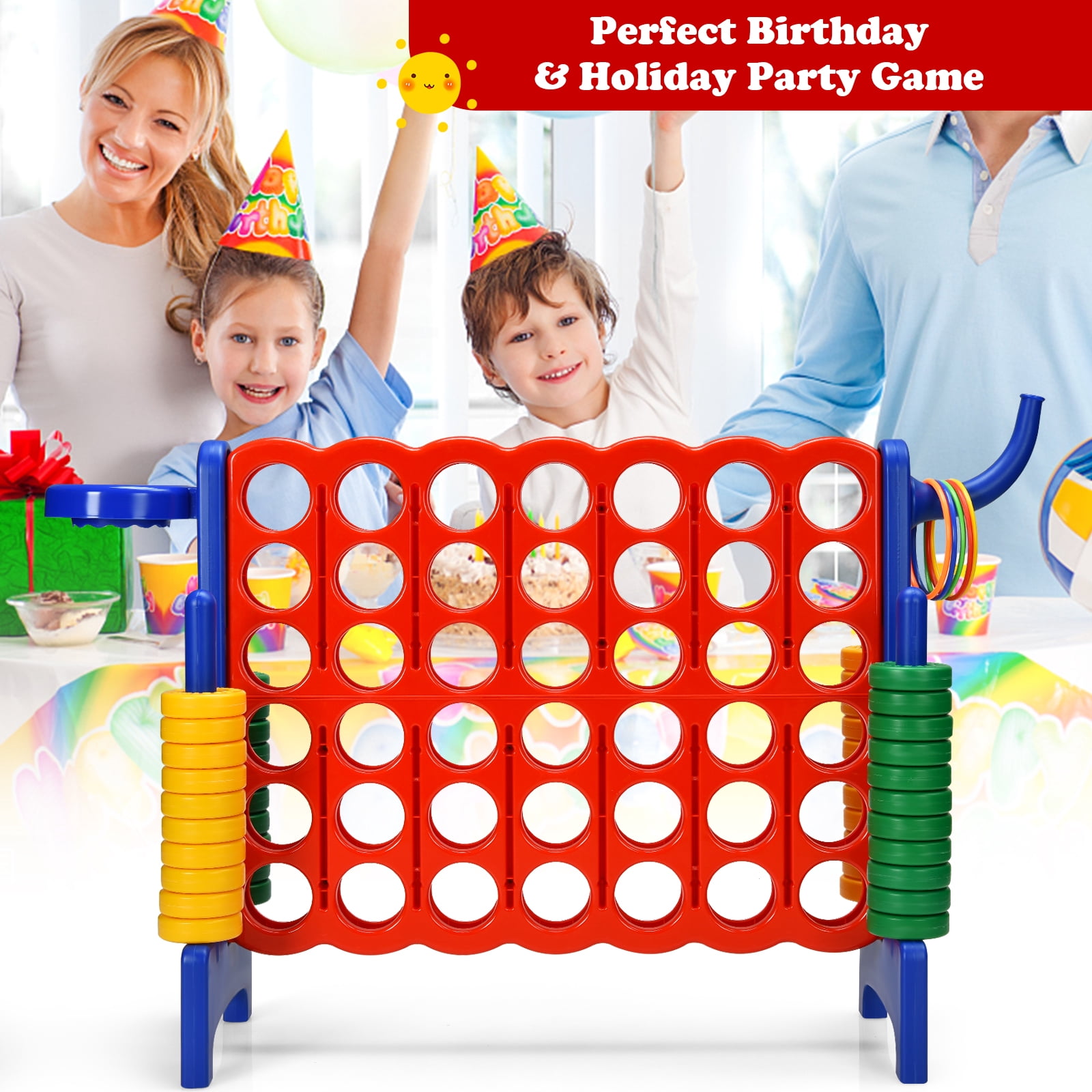Infans 2.5Ft 4-to-Score Game Set Basketball Hoop Ring Game Outdoor Indoor