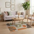 thumbnail image 3 of ODIKA 4'x6' Green Orange Retro Abstract Shapes Washable Area Rug Mid-Century Modern Geometric Design for Home Office, Under Desk, Non-Slip Chair-Friendly, Flatwoven, 3 of 7