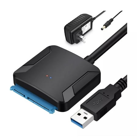 SATA to USB 3.0 Adapter, External Hard Drive Converter Cable for 2.5" 3.5" HDD, SSD with Power Supply