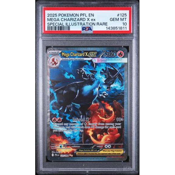 Collectible 2025 Pokemon Mega Evolution Phantasmal Flames Special Illustration Rare Mega Charizard X Ex #125 PSA 10