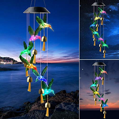 Shangtianfeng Green Hummingbird Bell With Black Cover Birthday Gifts Mom For Unique Women Grandma Solar Wind Chimes Gardening Com Birthday Gifts Mom, Garden Gifts For Mom Birthday