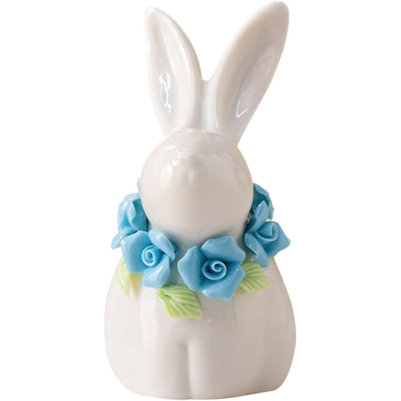 Ceramic Rabbit Figurine – Spring Easter Table Decor, White Bunny Statue for Desk, Shelf, or Centerpiece