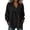Black, variant on Women's Diagonal Button Down Linen Tops Lightweight Thin Asymmetrical Lapel V Neck Solid Color Fall Shirts Relaxed Casual Long Sleeve Blouses XXL