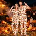 thumbnail image 6 of Halloween Family Pajamas Matching Set - 2 Piece Fall Pumpkin Print Short Sleeve Top and Pants Sleepwear Loungewear Set, Matching Halloween Pajamas Set for Family for 3XL Pjs, 6 of 8