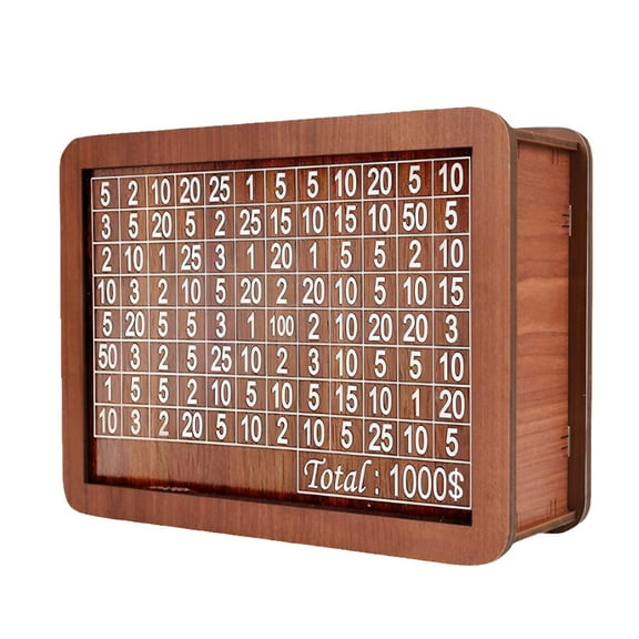 LAMIRO 10K Smash Box,Smash Box for Money,10000 Savings Challenge Box,Money Smash Box 10K,Money Saving Box 10,000,Cash Vault Wooden Savings Box 10000,Reusable Money Saving Box for Adults and Kids