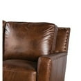 thumbnail image 2 of Benjara BM297241 83 in. Rich Leather Fabric Nailhead Trim Foam Cushioning Sofa, Brown & Brass, 2 of 5