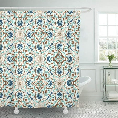 PKNMT Beige Flower Boho Style Ornamental Tiled Floral Design Best Papper and More Fantasy Shower Curtain Bath Curtain 66x72 (Best Tile For Shower Surround)
