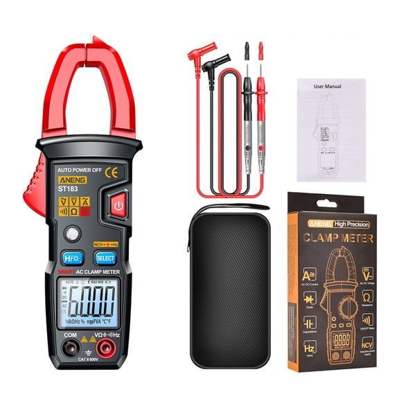 6000 Counts Digital Clamp Meter, Auto-Ranging Multimeter, NCV Voltage Tester, AC DC Voltage, AC Current, Resistance, Continuity, Diode, Capacitance, Backlit LCD for Home Industrial Electrical Testing
