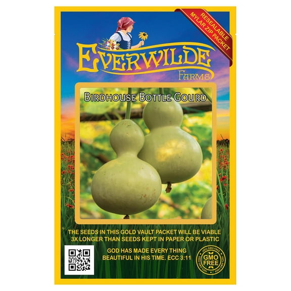 Everwilde Farms - 25 Birdhouse Bottle Gourd Seeds - Gold Vault Seed Packet