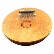 6" Brown and Silver Kalimba with Hand-Carved Turtle Design