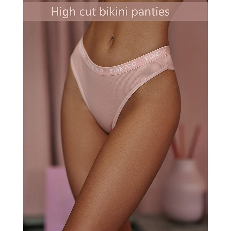 Buy FINETOO Womens Underwear Cotton High Cut String Bikini Panties