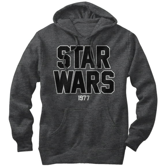 Men's Star Wars Bold Logo 1977 Pull Over Hoodie Charcoal Heather X Large