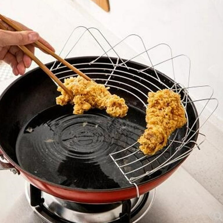 LKWLPD Tempura Rack Semi Circular Kitchen Wok Fry Pan Pot for Fry