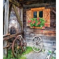 thumbnail image 3 of Shutters Duvet Cover Set, Weathered Window with Flowers in Pot Wheels Farmhouse Rural Scene Front View, Decorative 3 Piece Bedding Set with 2 Pillow Shams, Queen Size, Brown Green Red, by Ambesonne, 3 of 3