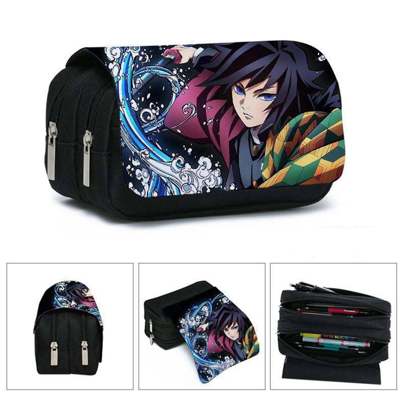 A Anime Demon Slayer Pencil Case,Kids Durable Japanese Character Poster Pencil Holder,Classic Pencil Organizer for College Office School Supplies 