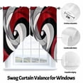 thumbnail image 3 of Red Black Twist Art Swag Curtain Valance for Windows, Abstract Window Treatments Short Swag Topper for Kitchen Windows Bathroom Bedroom, 28"x36", 3 of 8