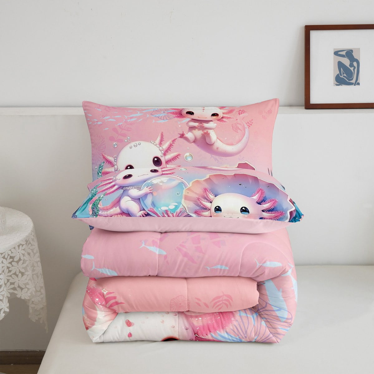 Loussiesd Set di biancheria da letto con Babbo Natale carino coniglio