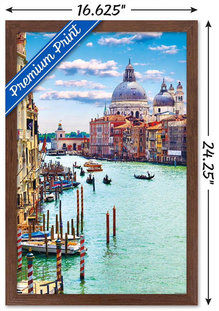 Timeless Visions - Canals of Venice Wall Poster, 14.725" x 22.375", Framed