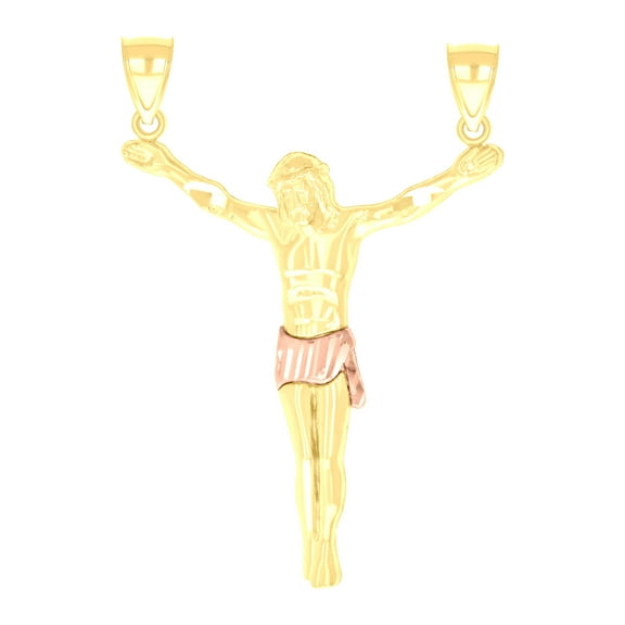 10k Two-tone Gold Mens Jesus Christ Body Religious Charm Pendant for Men