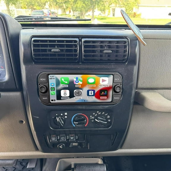 4 64G Android 14 Car Stereo 6.86in w/CarPlay Android Auto GPS for Wrangler 2003-2006 for GrandCherokee 1998-2004 Bluetooth WiFi FM/RDS SWC   AHD Camera