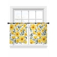 thumbnail image 7 of Yellow Floral Spring Sheer Curtains 45 Inch Length 2 Panels Set, Farmhouse Botanical Summer Voile Window Treatment Rod Pocket Small Kitchen Curtains Drapes for Bedroom 52"x45"x2, 7 of 7