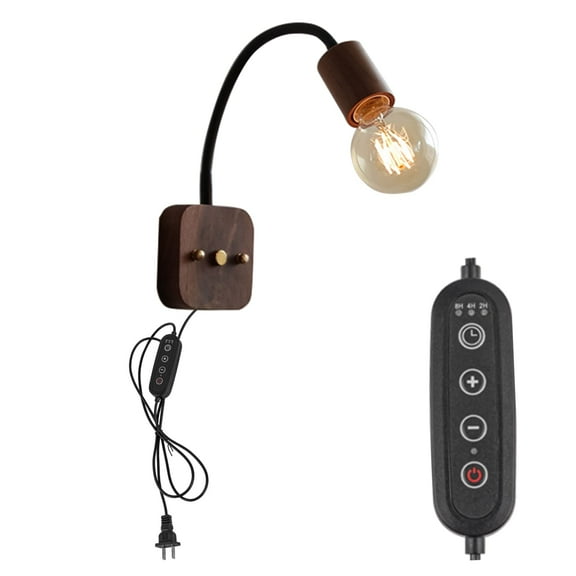 Kiven Plug in Wall Lamp Industrial Wall Sconce with Swing Arm, 5.9ft Plug-in Cord,Dimmable & Timer, 1-Light Wall Lights Fixtures for Bedside Reading E26 Base