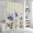 thumbnail image 5 of Purple Spring Floral Shower Curtain Set - 72" x 78" Washable Bathtub Curtain with 12 Hooks, Vintage Botanical Retro Art Waterproof Fabric Stall Shower Curtains for Bathroom/Bathtub Décor, 5 of 6