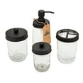 thumbnail image 2 of Mason Jar Bathroom Gift Set (4 pcs) - Lotion/Soap Dispenser, Toothbrush Holder, Q-Tip Storage Jars - Farmhouse Home Decor for Vanity Organization - Luxury Bathroom Accessories - Black, 2 of 4