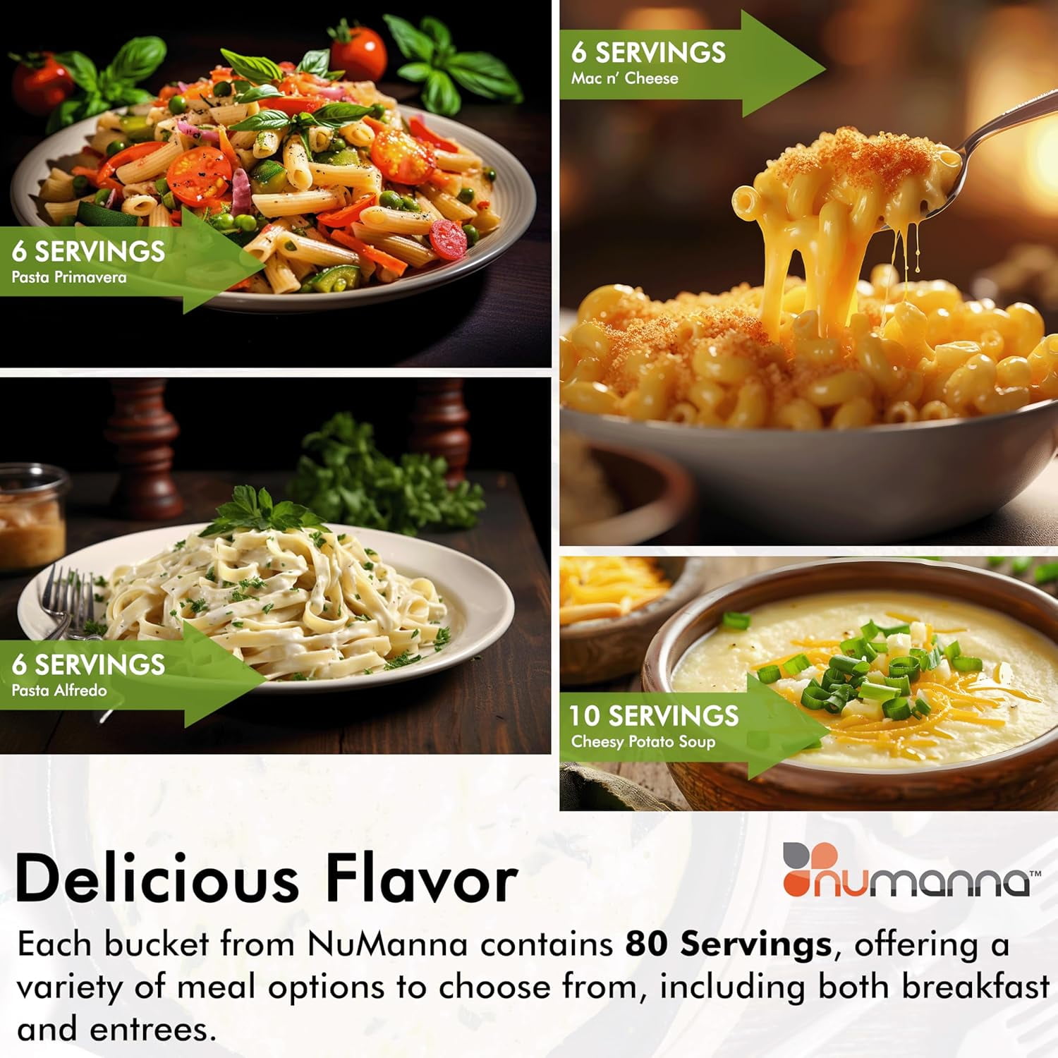 Numanna Grab-n-Go Bucket – 80 Servings of Freeze-Dried Meals | 25+ Year Shelf Life | Ready-to-Eat Emergency Survival Food Kit | Non-Perishable Breakfast & Dinner | Made in USA