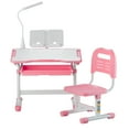 thumbnail image 5 of KFFKFF Children's Stydying Table and Chair Set, Height from 20-27" & 0-40° Tilt Desktop, Learning Table with Lamp for Bedroom, Study, Pink, 5 of 9