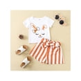 thumbnail image 3 of Faithtur Kids Summer Clothes Cartoon Rabbit Print Tops and Shorts with Bow Belt, 3 of 9