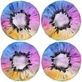 thumbnail image 2 of Shower Caps,Rainbow Tie Dye Cloud Pattern Waterproof Shower Cap for Women 4 Pieces,Double Reusable Hair Cover for Shower PEVA Elastic Stretch Hem, 2 of 7