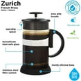 thumbnail image 2 of GROSCHE ZURICH French Press Coffee Maker | Stainless Steel Coffee Filter | 18/8 Double Walled Stainless Steel French Press Coffee Maker | Borosilicate Glass Beaker, 34 OZ, 2 of 6