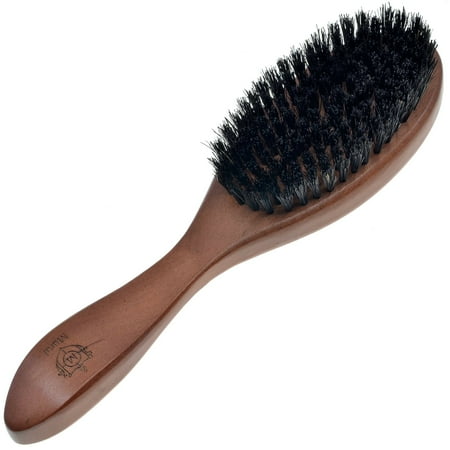 Murai By Giorgio GM6 Oval Cherrywood Facial Hair Brush - Exfoliating Natural Bristle Brush for Beard Grooming and Hair Care