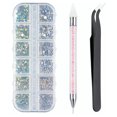 thumbnail image 1 of Kit de diamantes de imitación para decoración de uñas, manualidades multifuncionales para bricolaje, decoraciones con diamantes de imitación con pinza para recoger, para salón de uñas en casa, 1 of 15