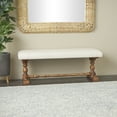 thumbnail image 2 of DecMode Fabric Bench with Brown Turned Legs, Cream, 2 of 9
