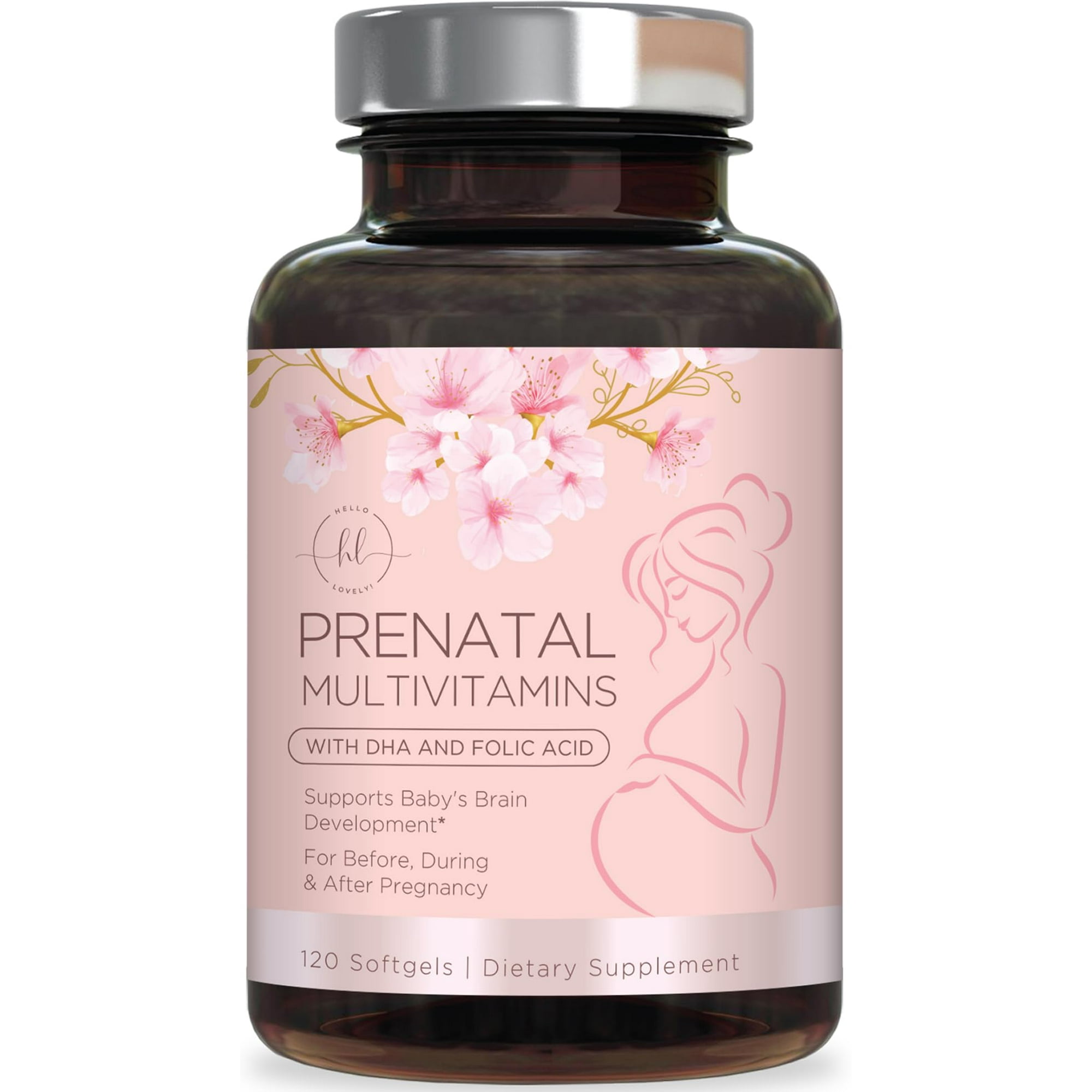 Prenatal Vitamins for Women with Folic Acid + DHA - Full-Spectrum Prenatal Supplement For Mom & Baby - Best Daily Pregnancy Multivitamin For Fetal Development Support, Bottled in USA - 120 Softgels