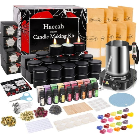 Complete Candle Making Kit With Wax Melter, Candle Making Supplies, Diy Arts&Crafts Kits Gift For Adults,Beginners,Including Soy Wax,Electric Stove,Wicks,Rich Scents,Rubber Pads,Wick Clips